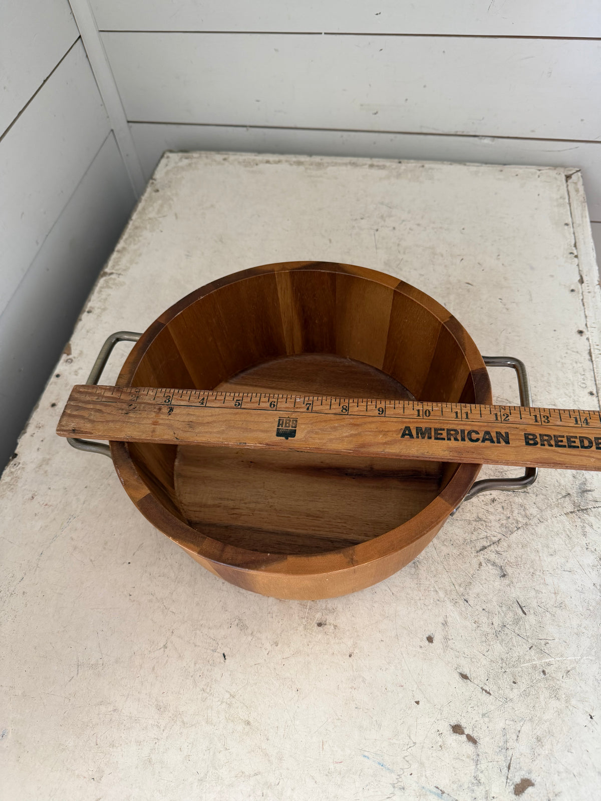 Danish style bowl with metal handles