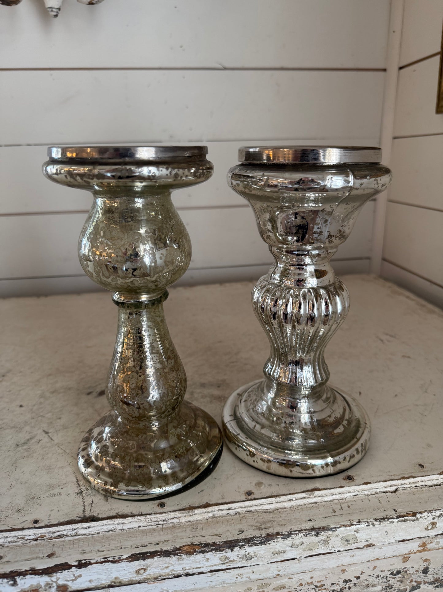 Mercury Glass Candlestick set