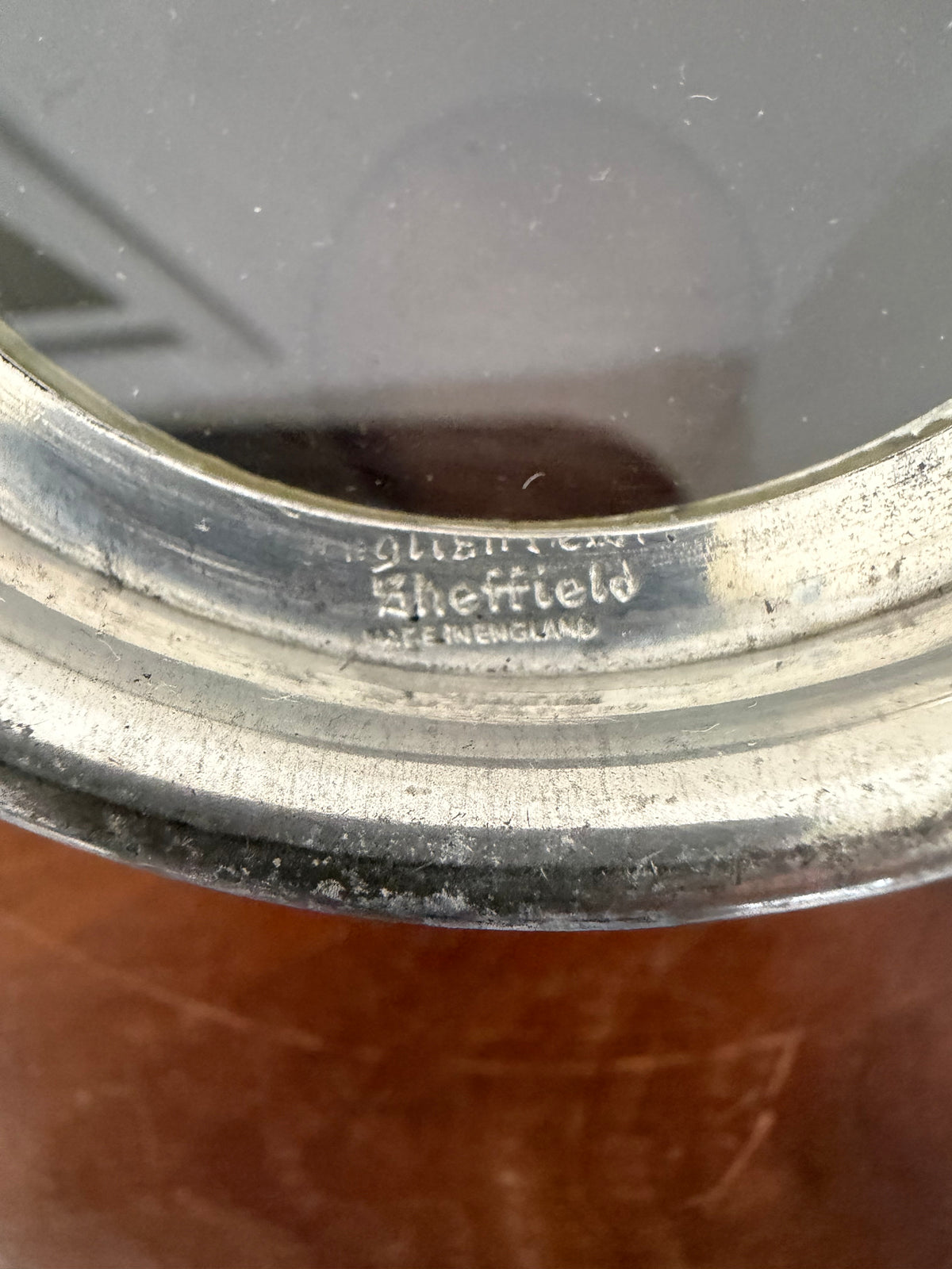 Vintage English pewter tankard or beer mug, likely made in Sheffield, England