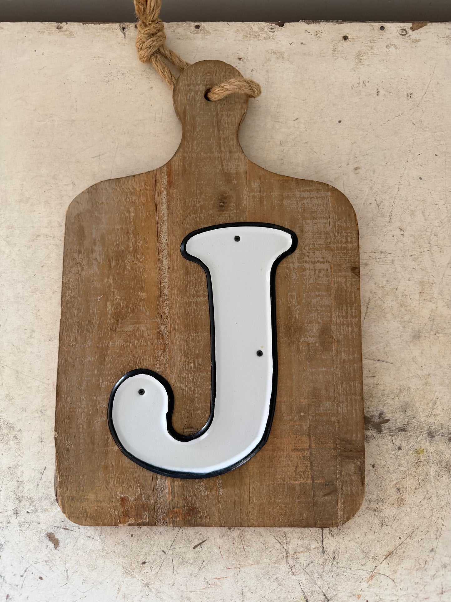 Rustic J Cutting board Plaque - Will Get Makeover J will be removed