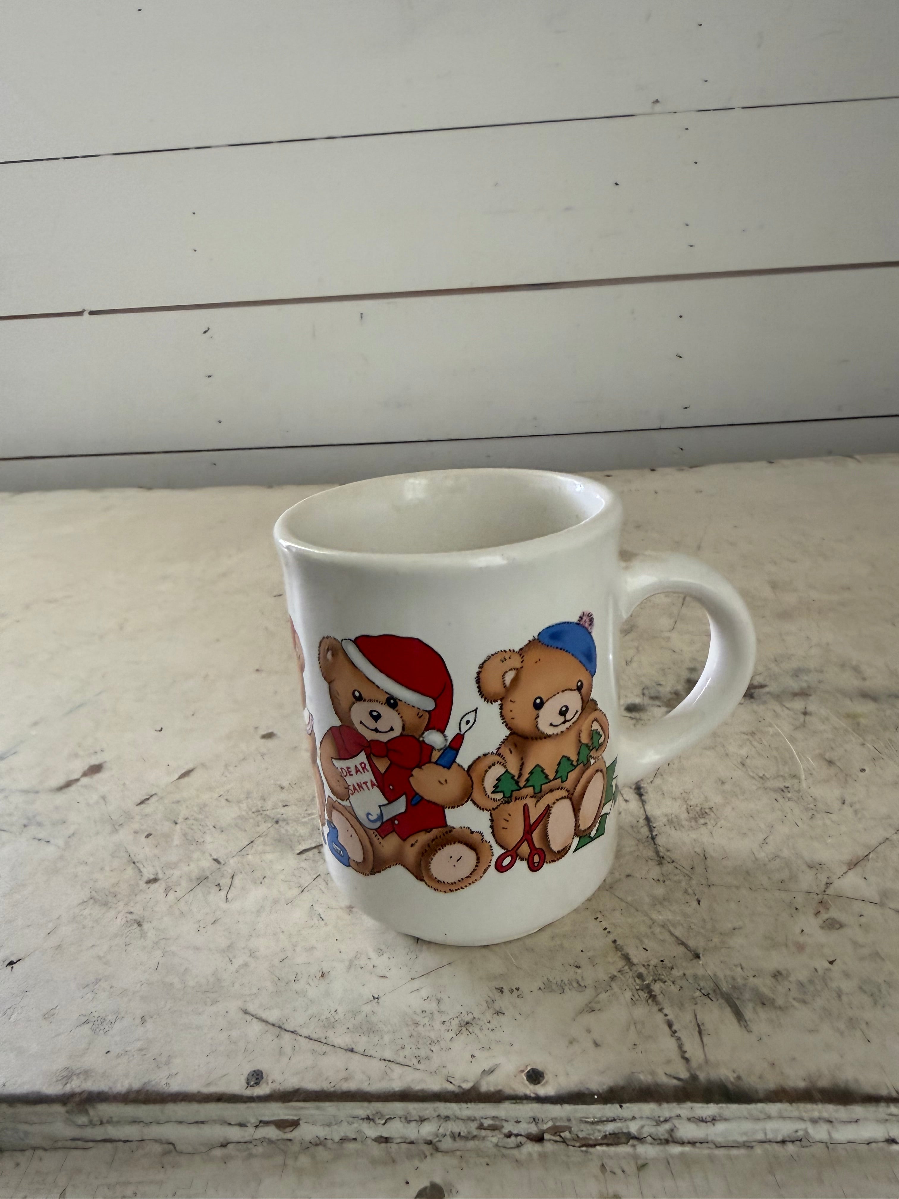 Vintage Christmas bear mug