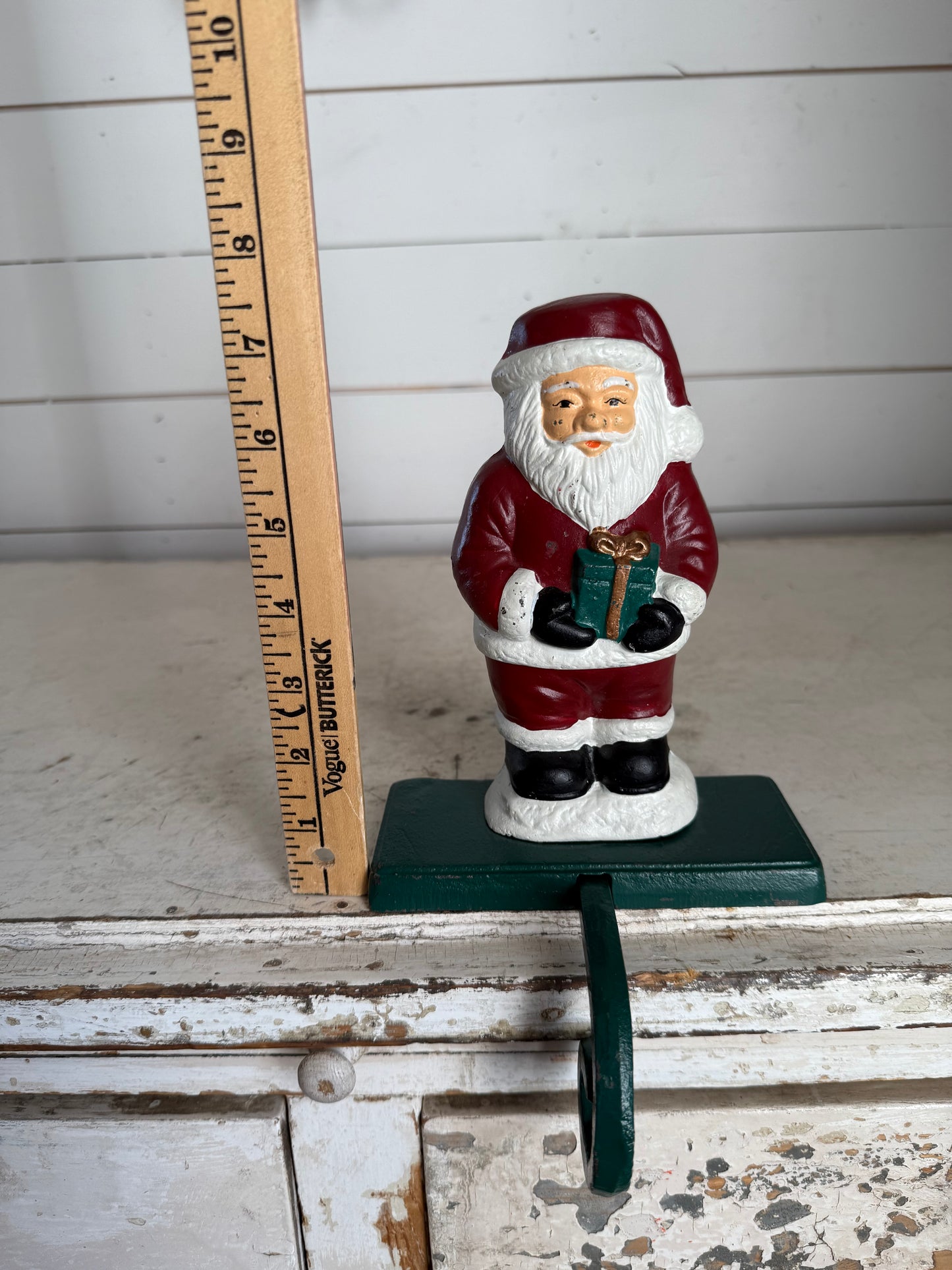 Vintage cast-iron Santa stocking hanger