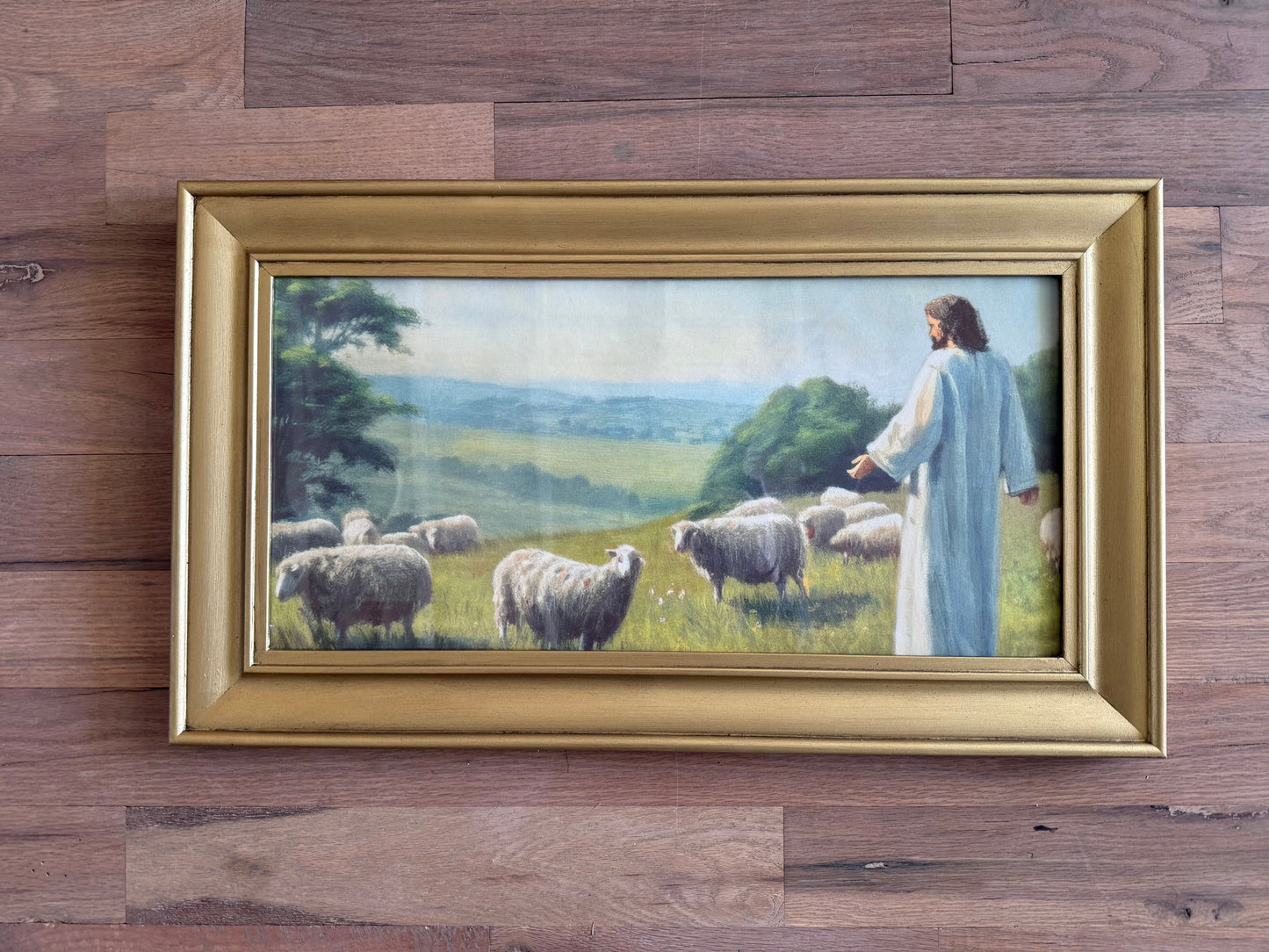 Gold Framed Jesus & Sheep Print