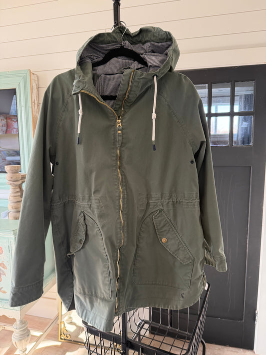 Joules Right as Rain perfectly worn in Safe Green Rain Coat