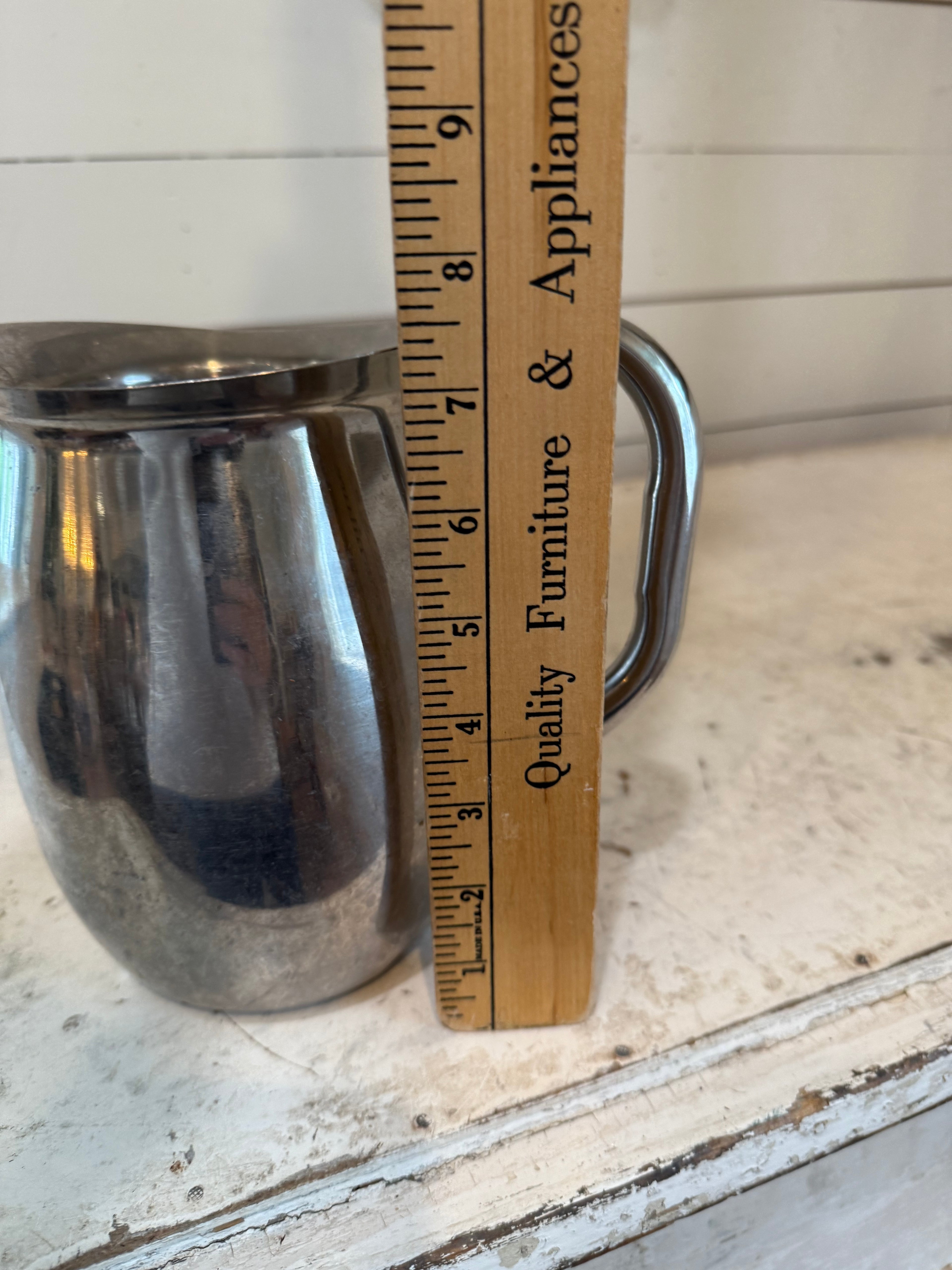 Stainless Steel Pitcher Restaurant Ware 7.5” Tall Vintage