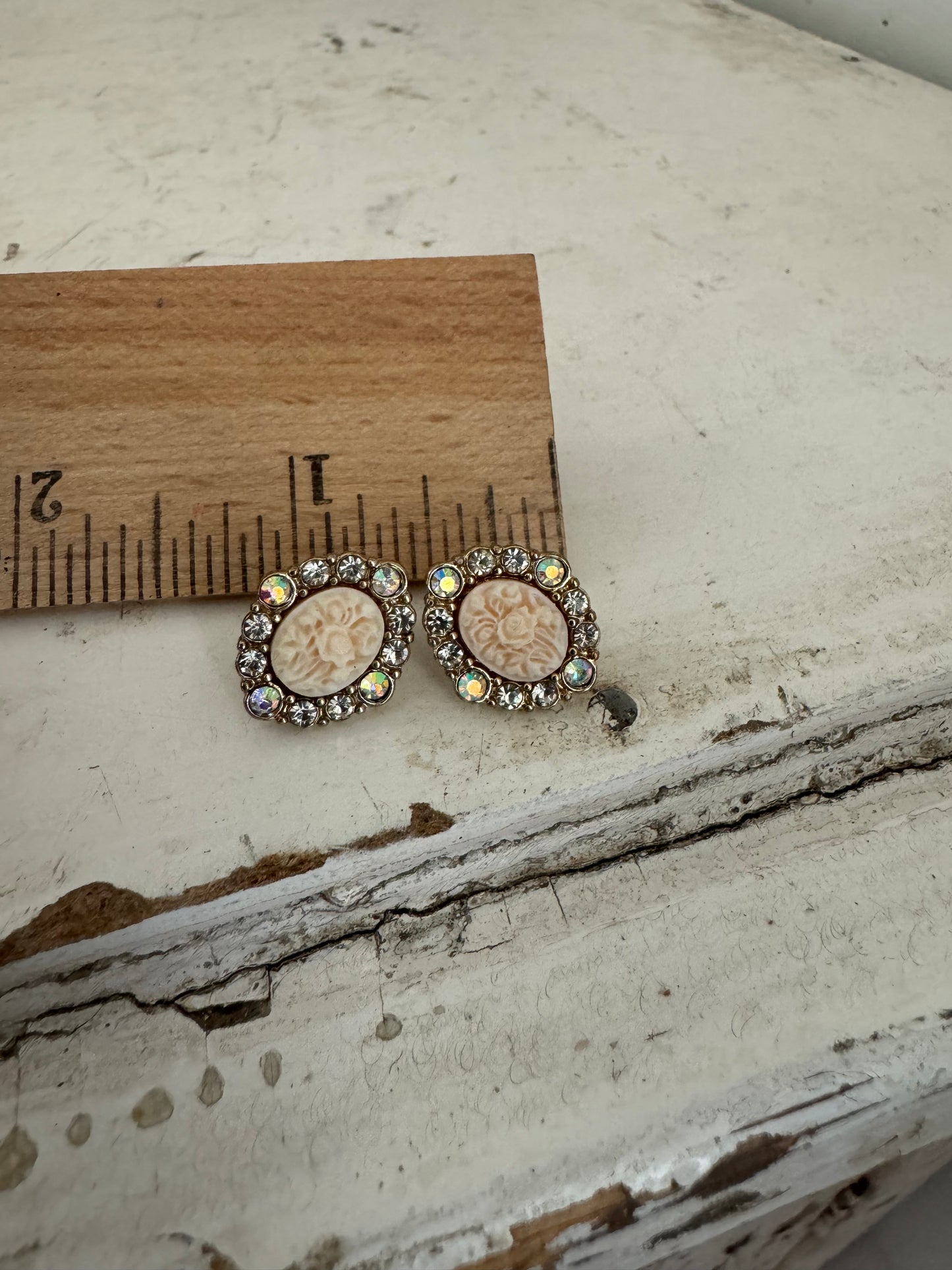 Vintage Floral Cameo Earrings