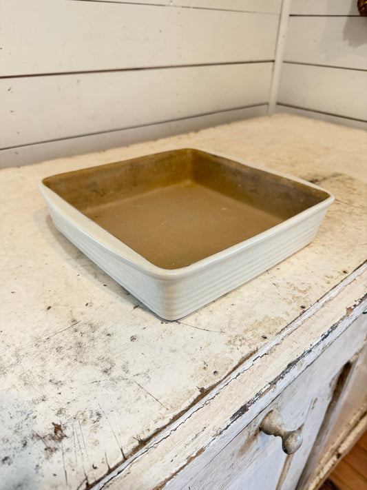 Pampered Chef 9X9 Stone Square Baker French Vanilla Seasoned