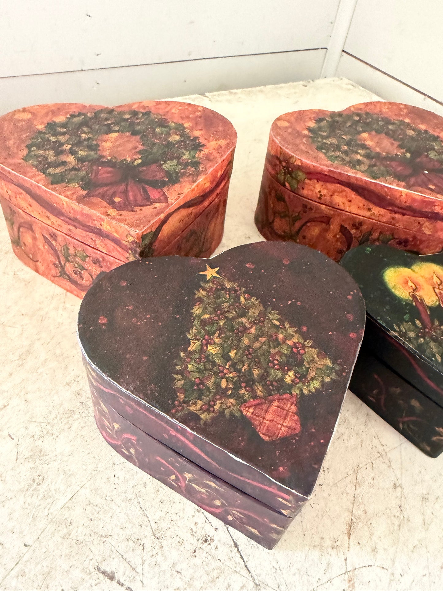 Nesting heart boxes will be sold in a set of three and one individually Will get makeover