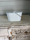White Oval Enamel Bucket - Will Get Makeover