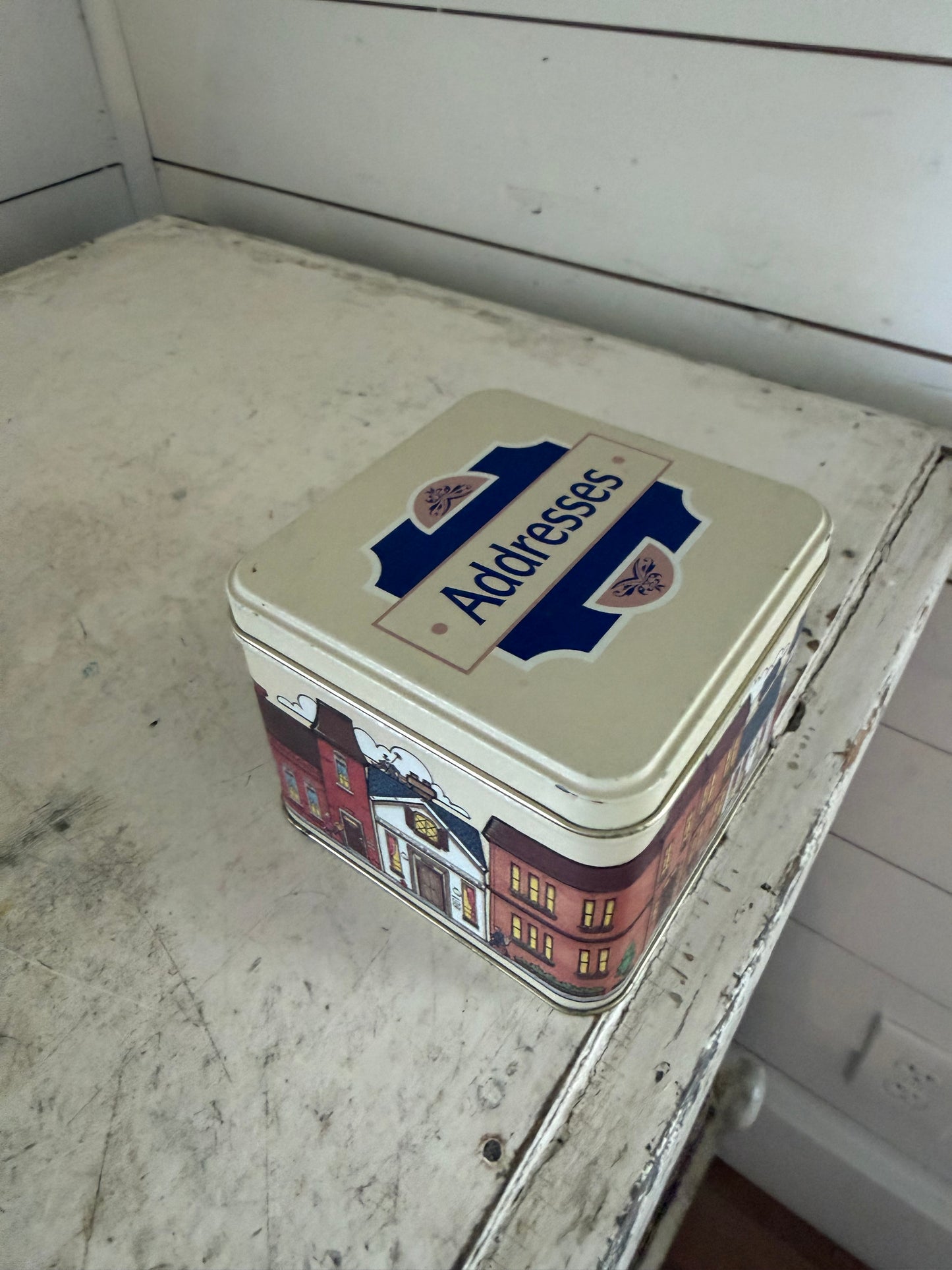 Vintage House Lined Street Addresses Tin Can