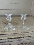 Set of 2 Glass Taper Candlestick Holders