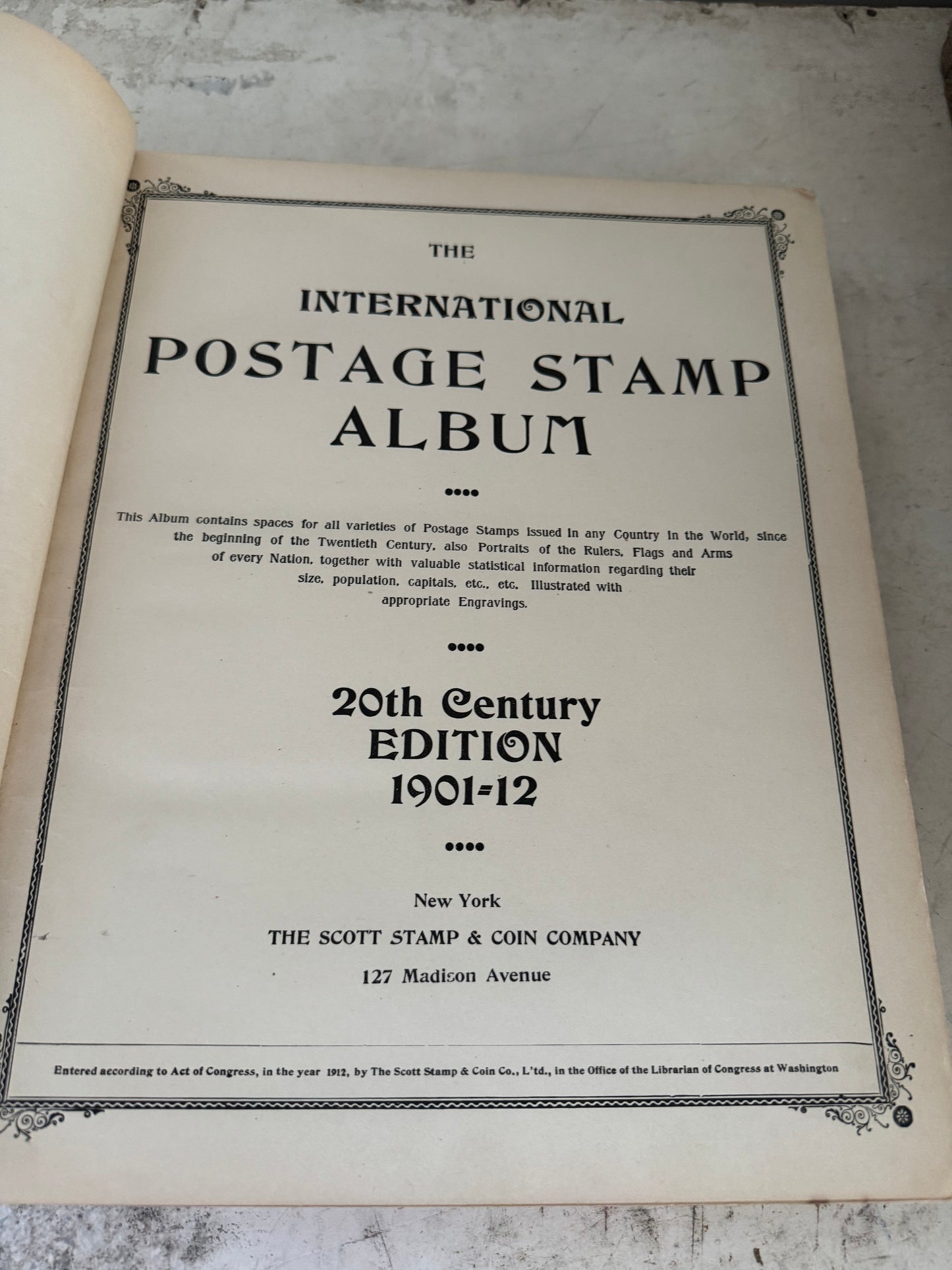 Antique Postage Stamp Album 1901-1912