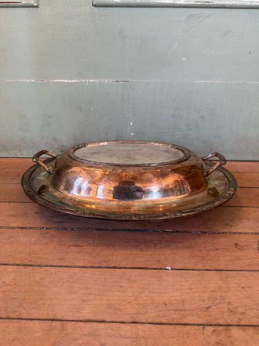 Vintage 12” Silver Plate Covered Serving Dish