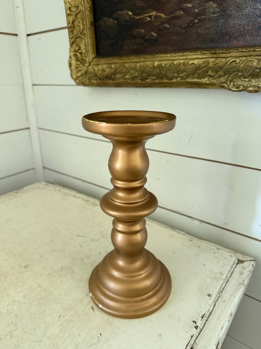 Gold-finished Candlestick Holder features a traditional turned baluster design - Will Get Makeover