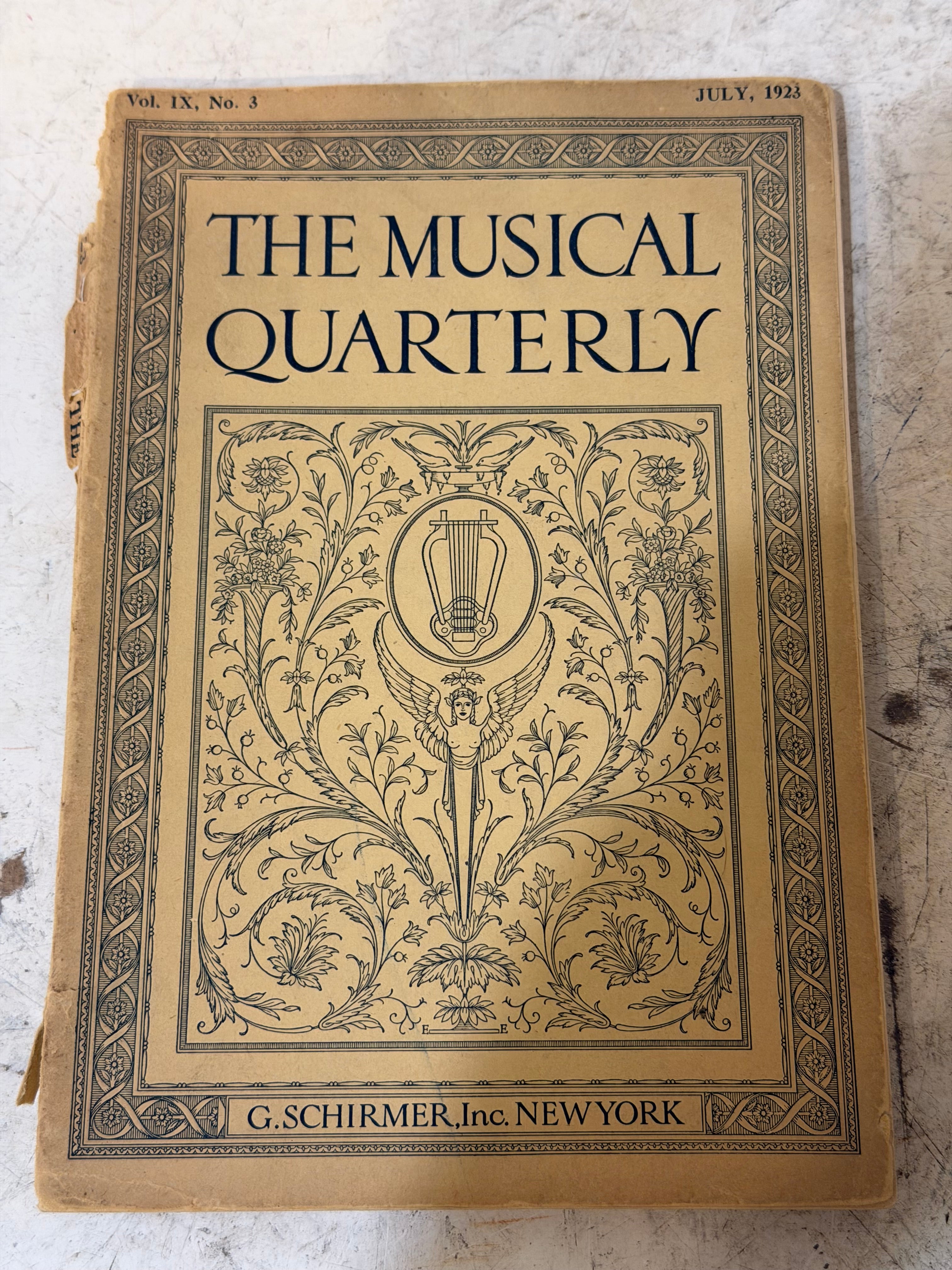 The Musical Quarterly, Volume IX, Number 3, published in July 1923 by G. Schirmer, Inc. in New York