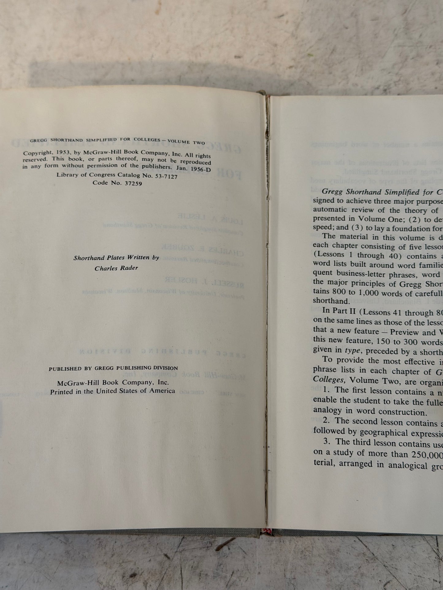 Gregg Shorthand Simplified for Colleges, Volume Two - Book