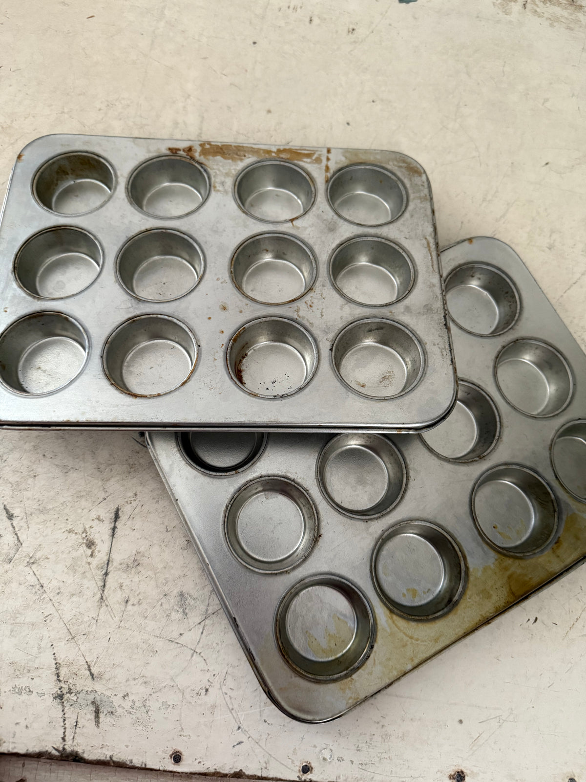12-cup mini muffin pans, likely made of aluminum set of 2