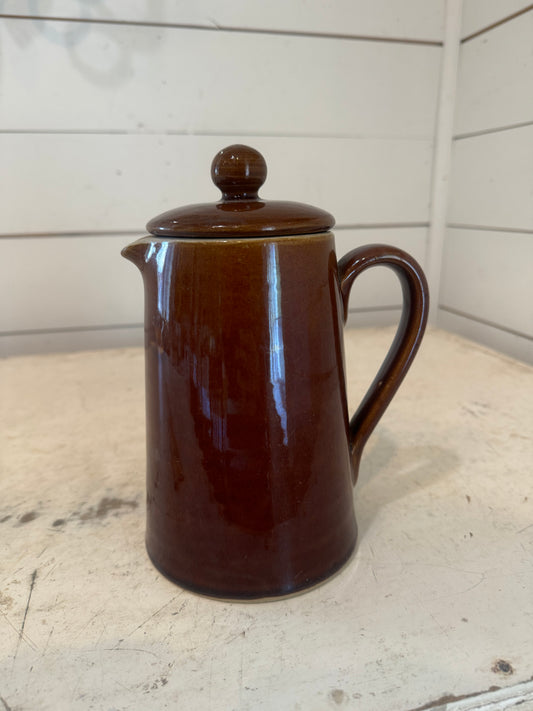 Vintage 1970s Denby stoneware brown glazed tea coffee pot, mid century