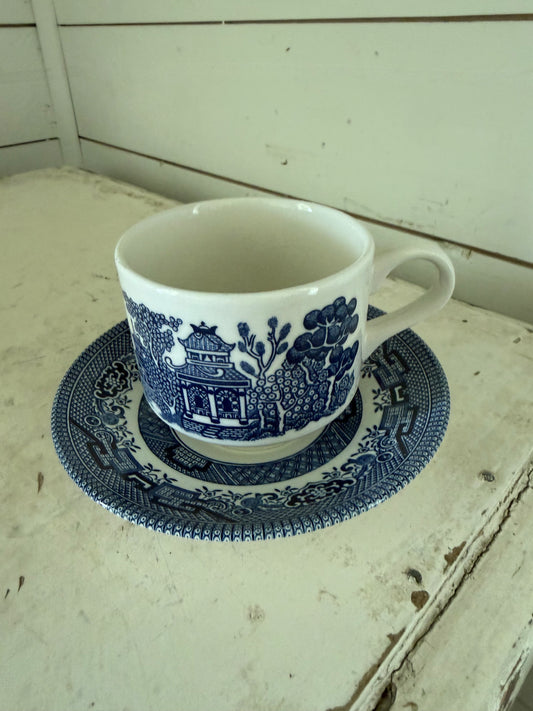 Blue Willow teacup and saucer