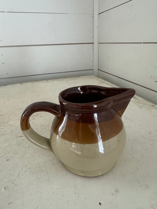 Vintage Stoneware Brown Stripe Creamer