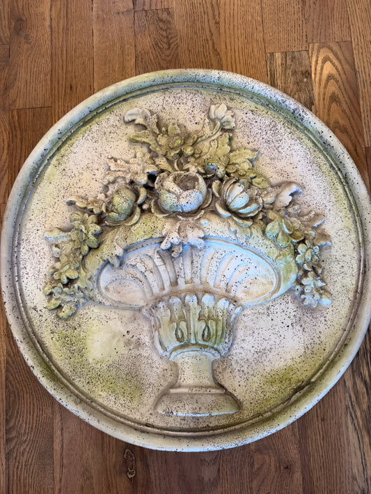 Round wall plaque with flowers will get makeover  Sold individually