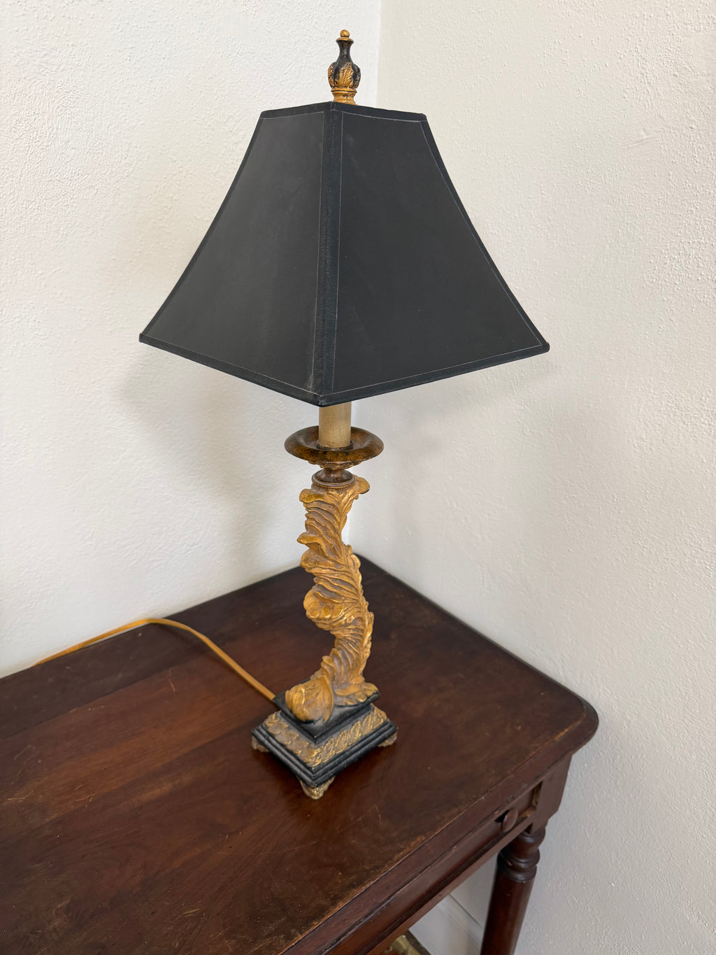 Vintage Ornate Table Lamp With Sculpted Scrolling Pattern