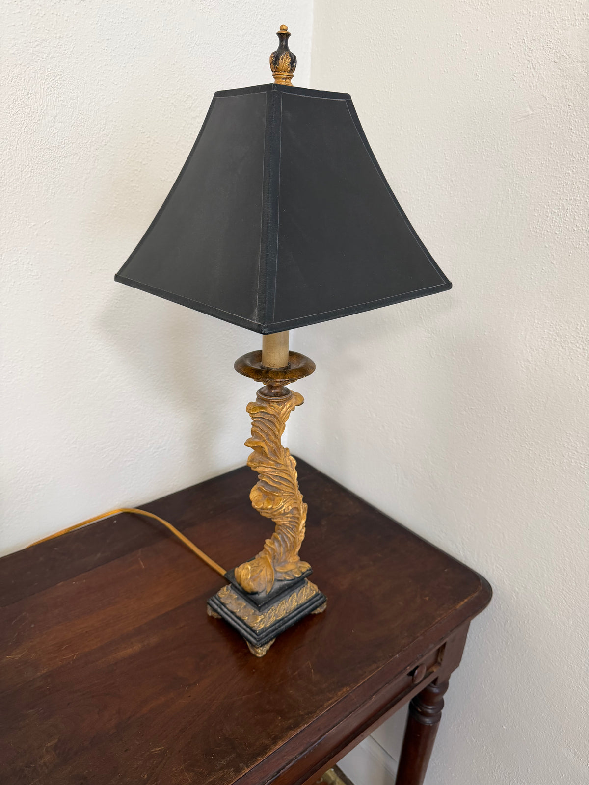 Vintage Ornate Table Lamp With Sculpted Scrolling Pattern