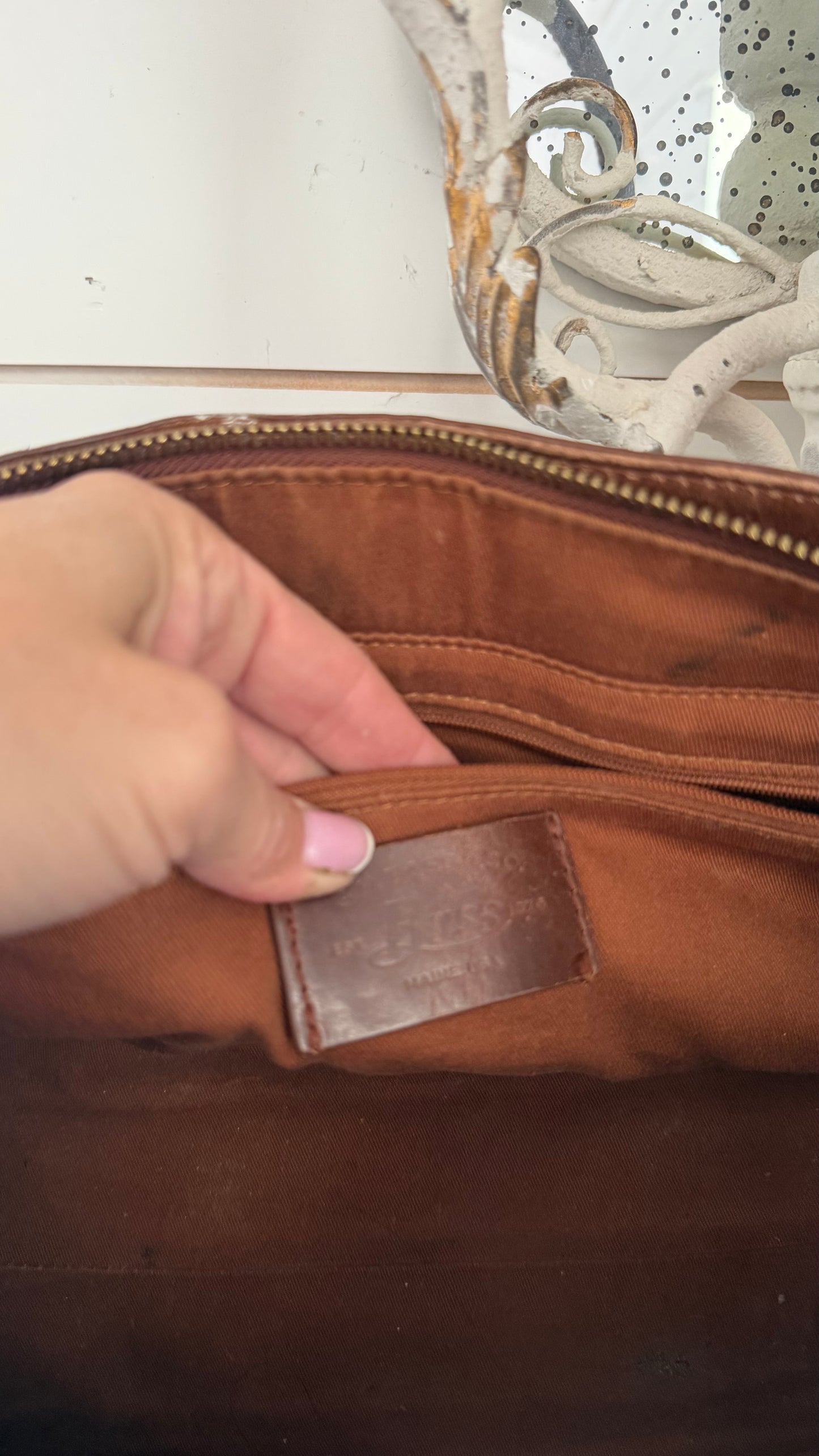 G.H. Bass & Co. large, distressed brown leather tote bag