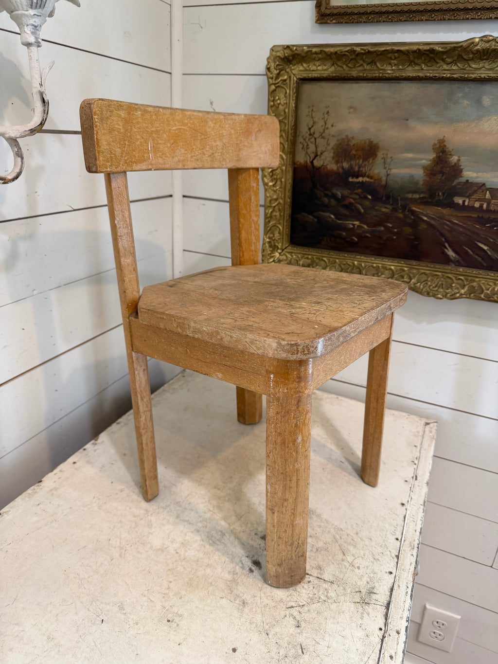 Vintage Oak Childs Chair - Will Get Makeover