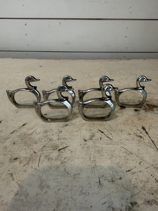 Art Deco Silver Plated Duck Napkin Rings - Set of Six