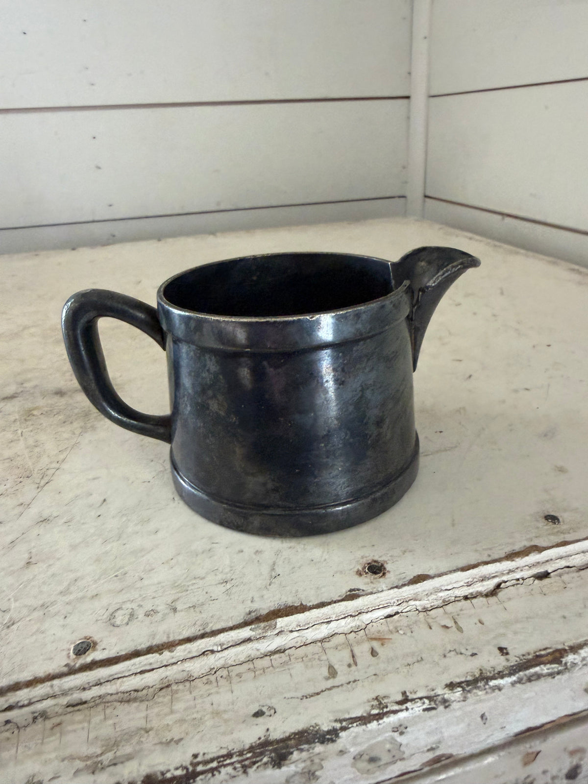Vintage EPNS creamer has cracked perfect for flower arrangement