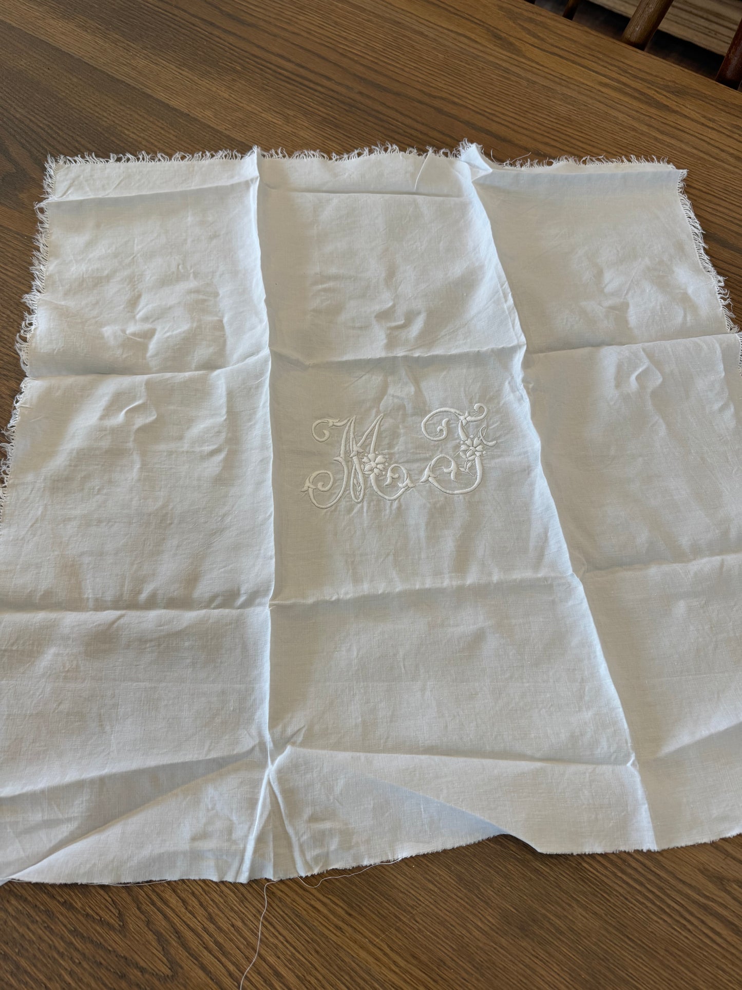 Antique English Linen Monogram Square