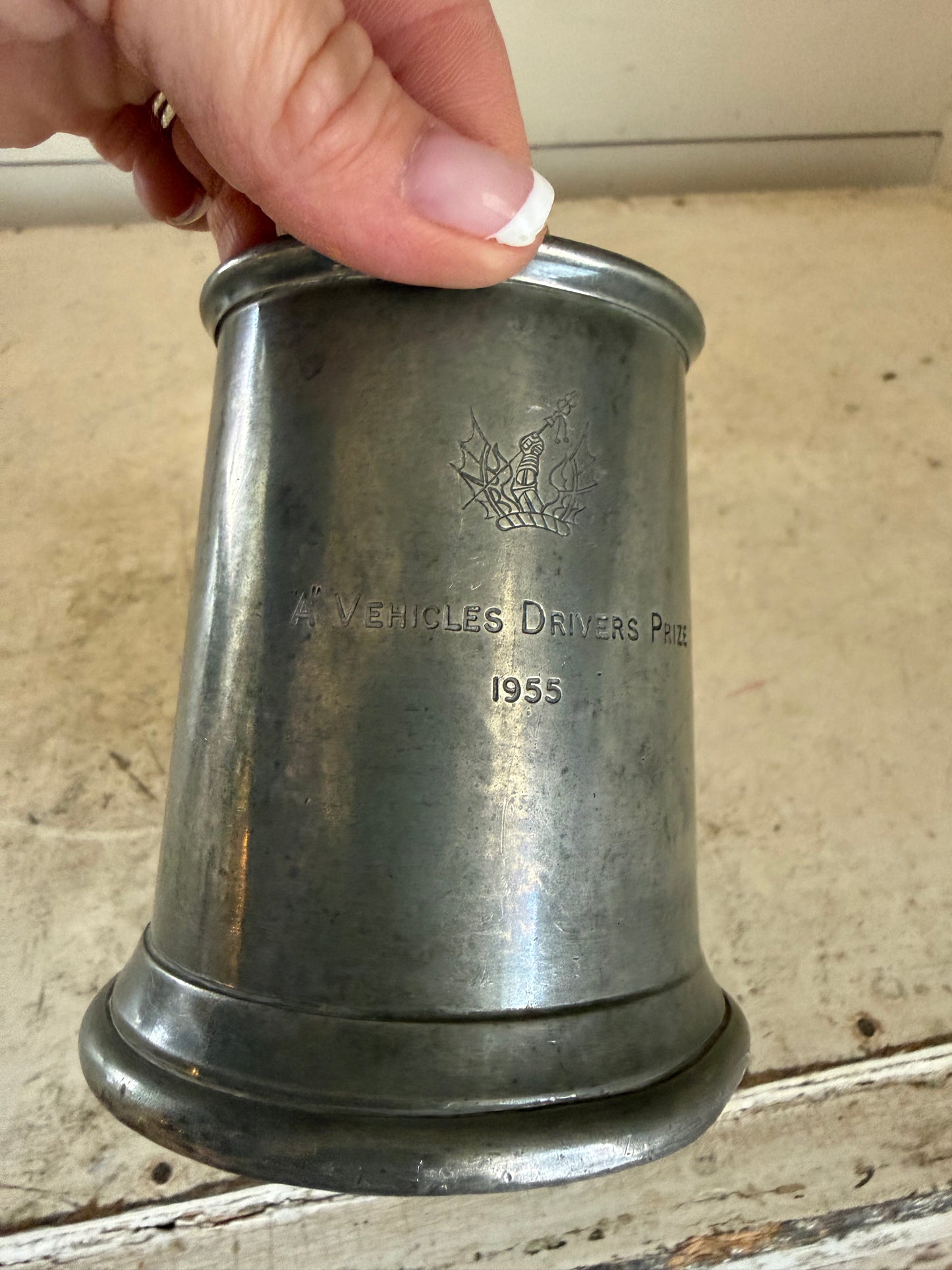 Vintage Rand English Tankard - A. VEHICLES DRIVERS PRIZE" Engraved 1955