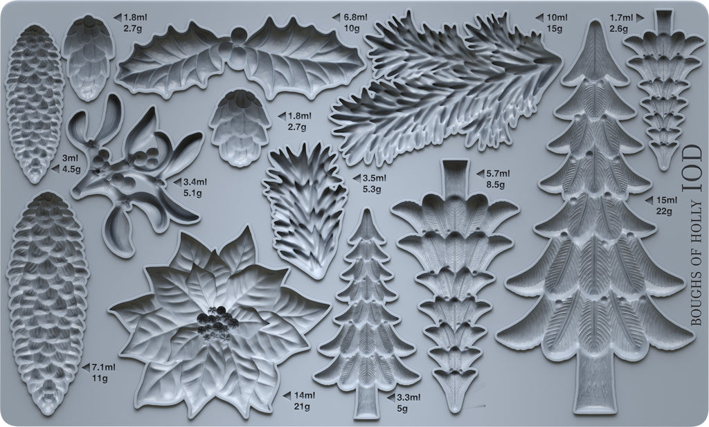 IOD Boughs of Holly Mould | 6" x 10" Christmas & Holiday Décor Mould
