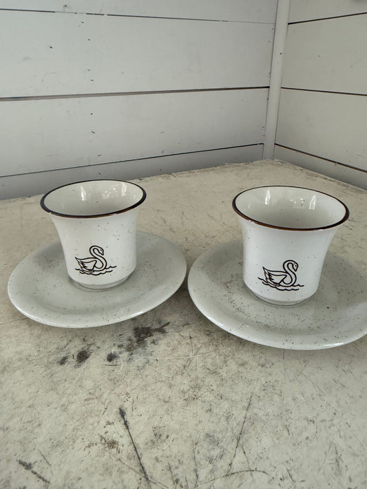 Schwans Speckled Cup and Saucer