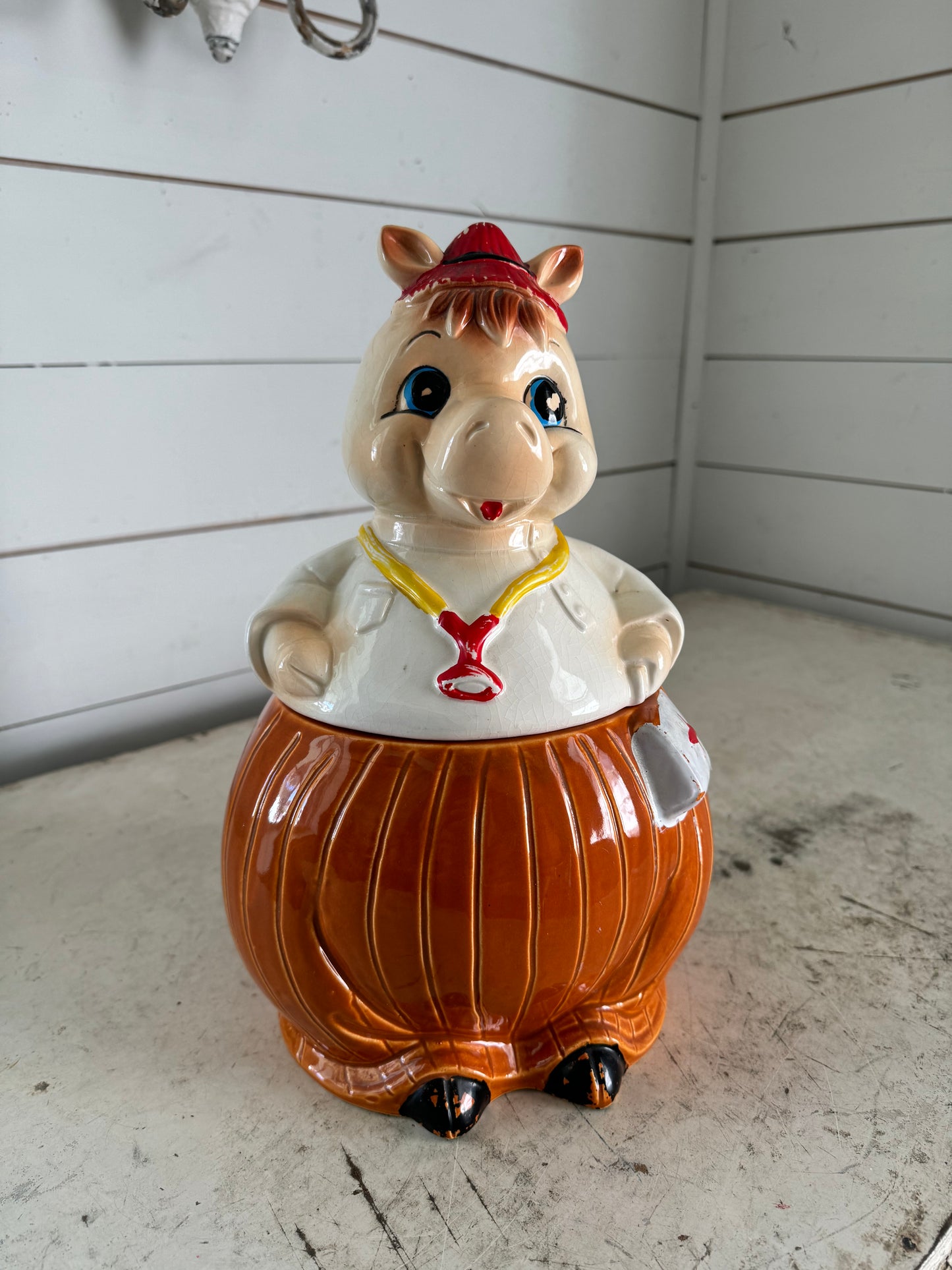 Vintage 1950's Horse Nurse Doctor Ceramic Cookie Jar Made in Japan 13" Tall