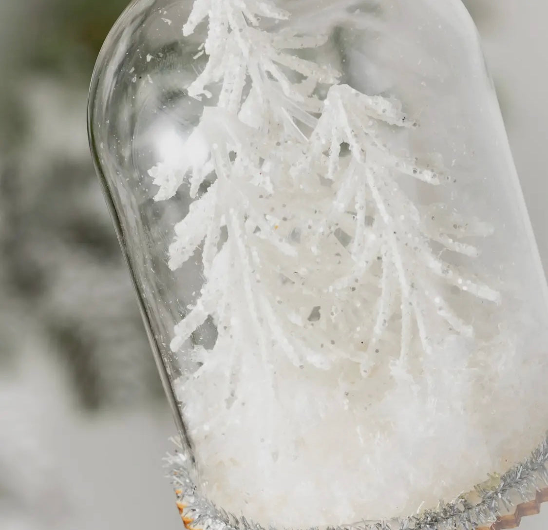 White Tree In Cloche Ornament