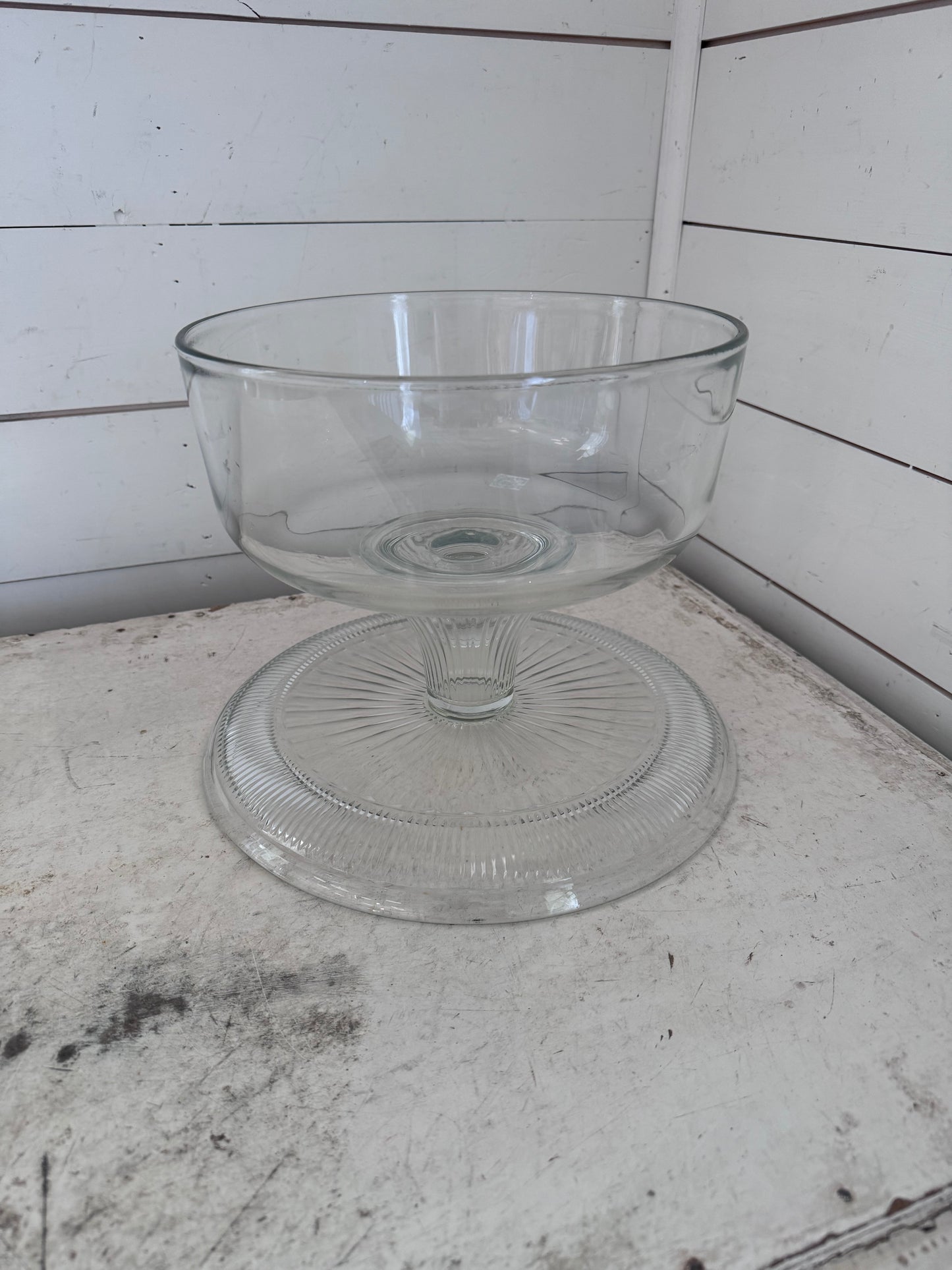 Domed glass cake plate and punch bowl combo