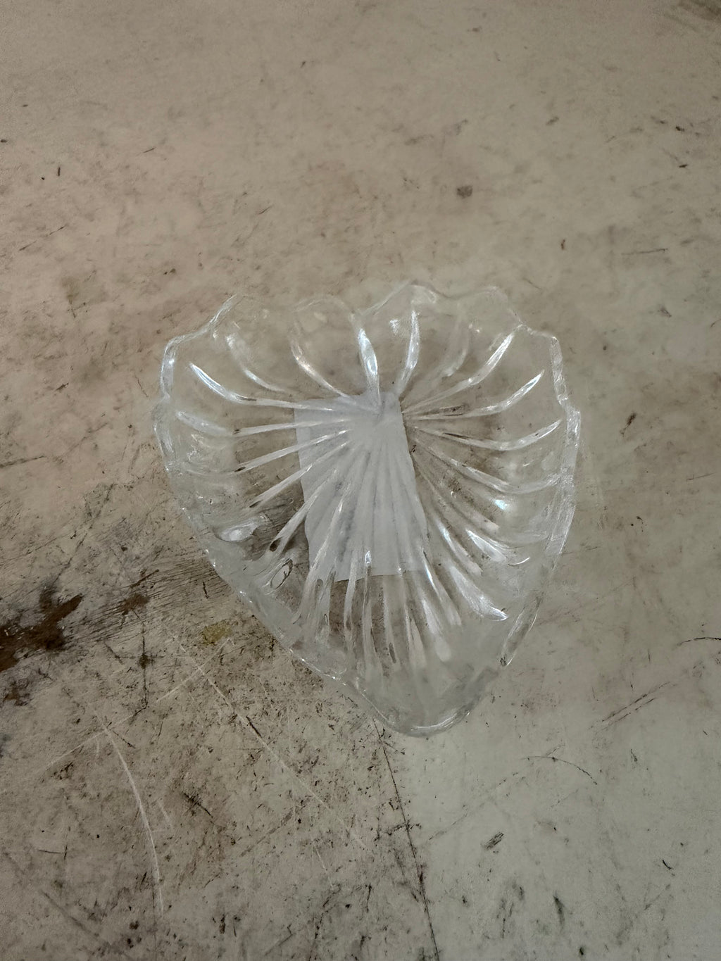 Vintage heart shaped glass trinket dish