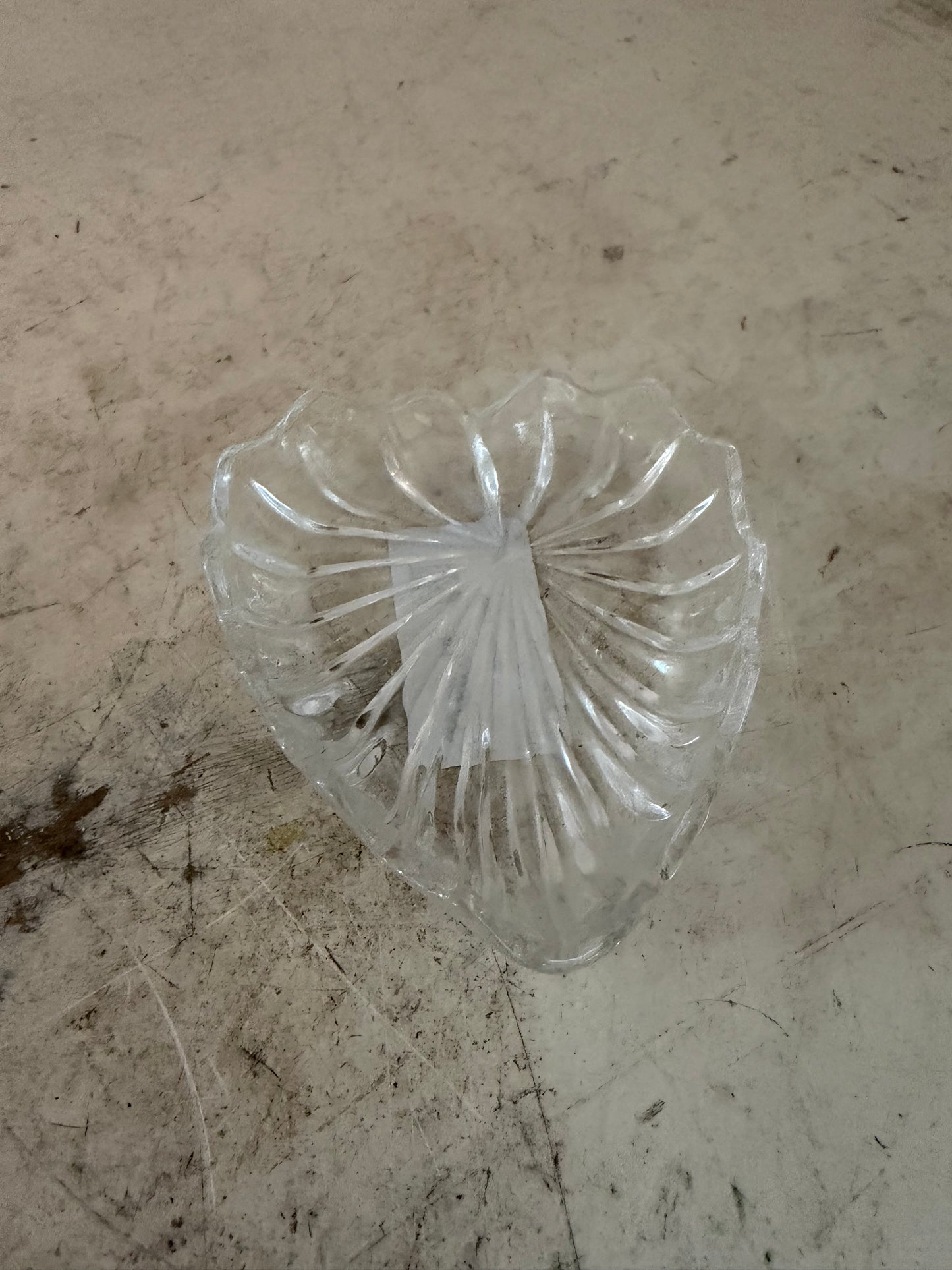 Vintage heart shaped glass trinket dish