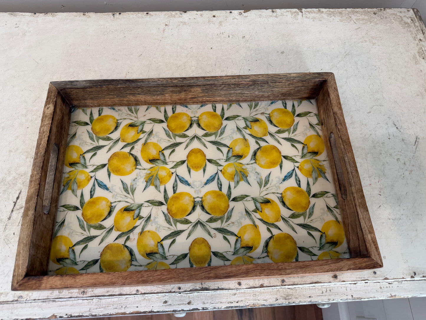 Wooden Tray with lemons