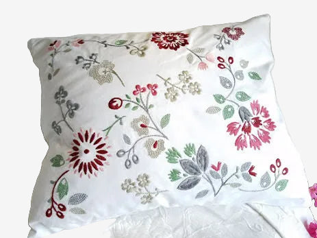 IKEA Hedblomster Embroidered Pillow Cover Only~ 20" x 22.5”