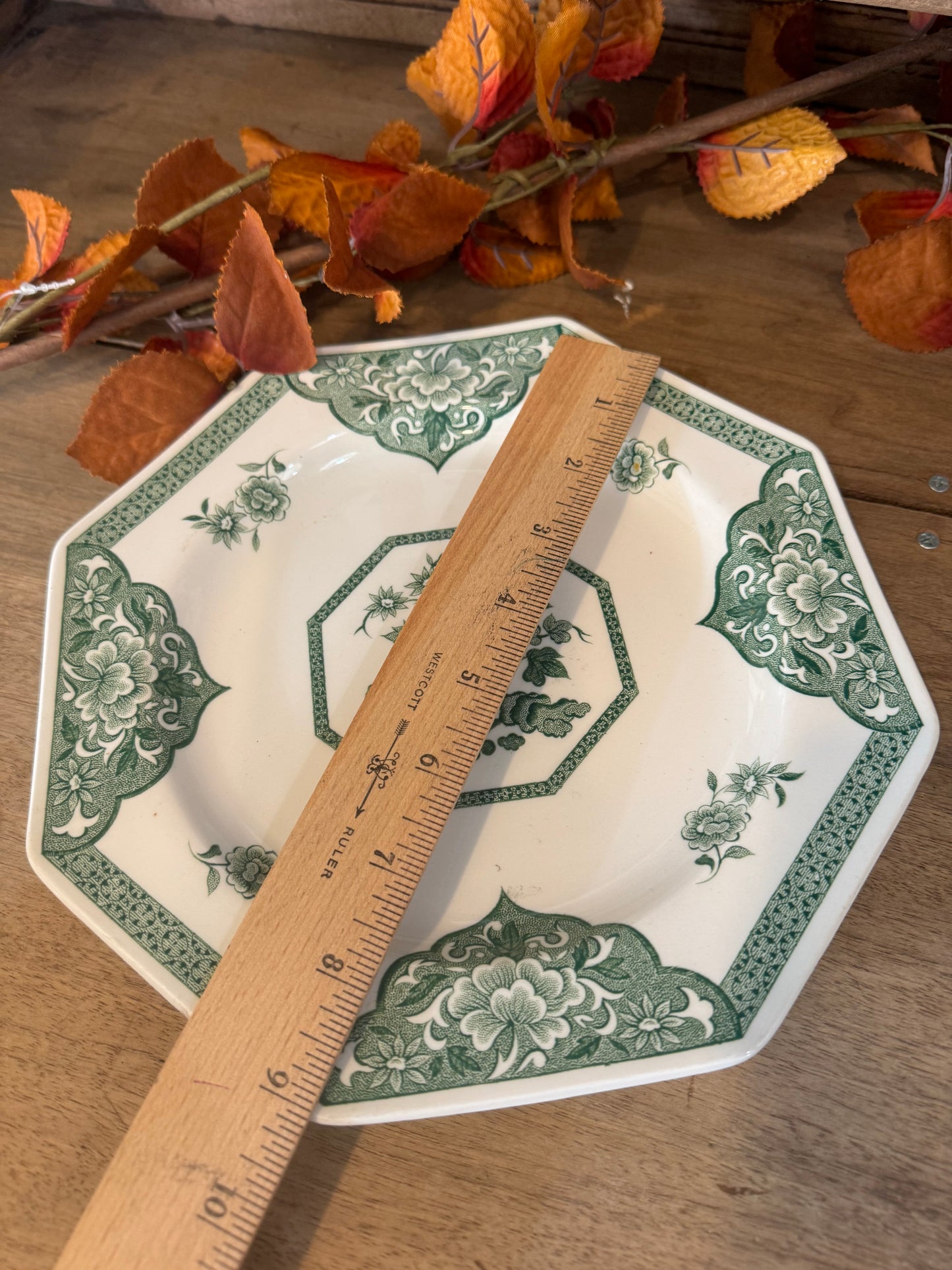 Royal Staffordshire Ironstone Green Transferware Plates - sold individually