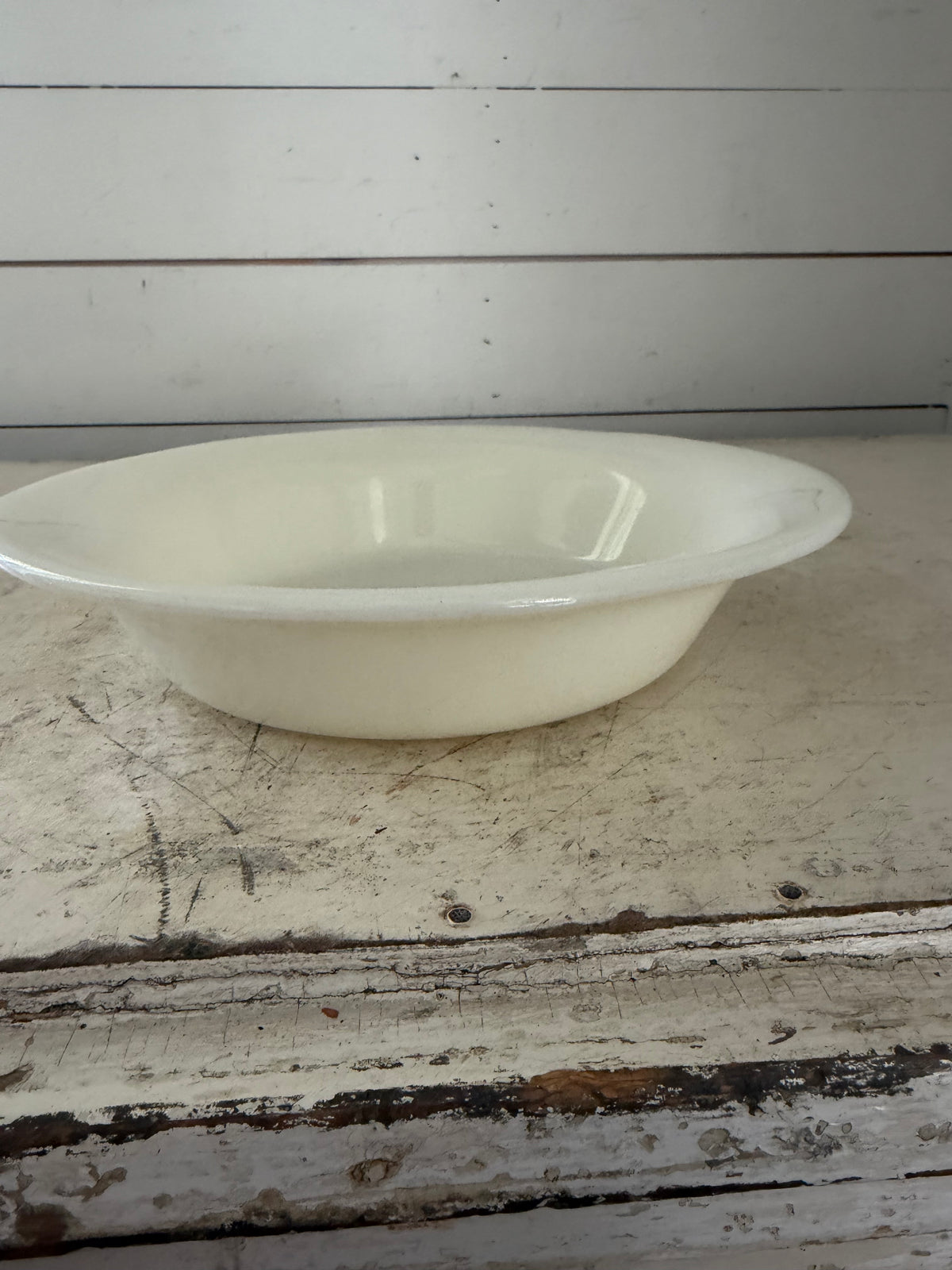 Special Vintage Corning 9 1/2" White Milk Glass Military Serving Bowl