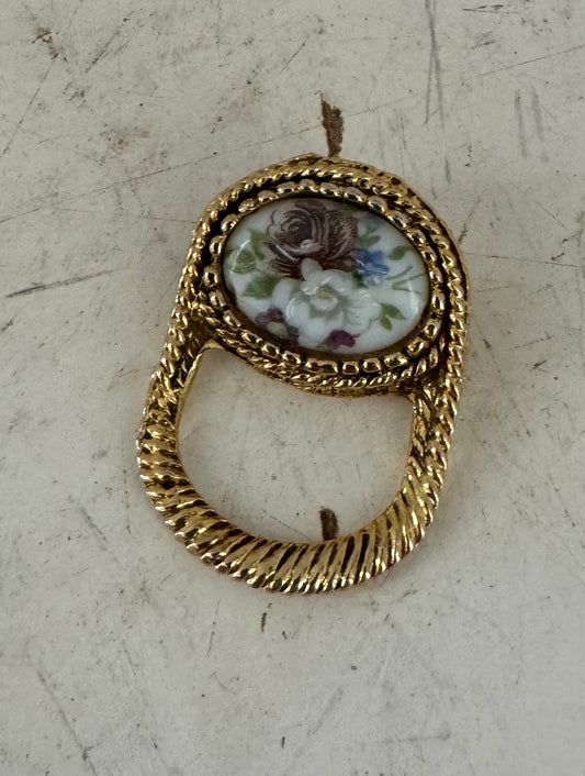 Floral & Gold Brooch