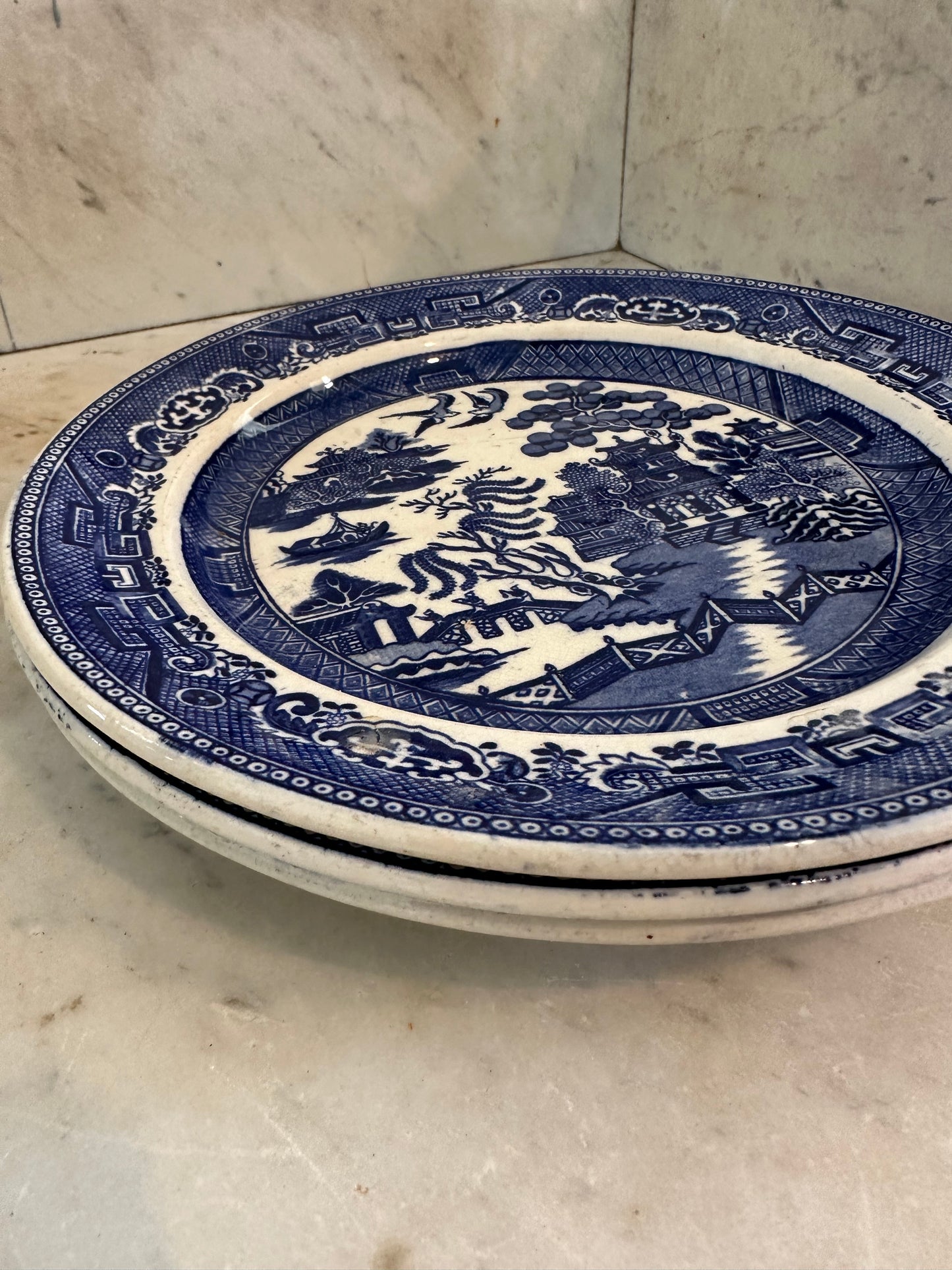 Blue Willow Ironstone Plate Sold Individually - Crown Pottery
