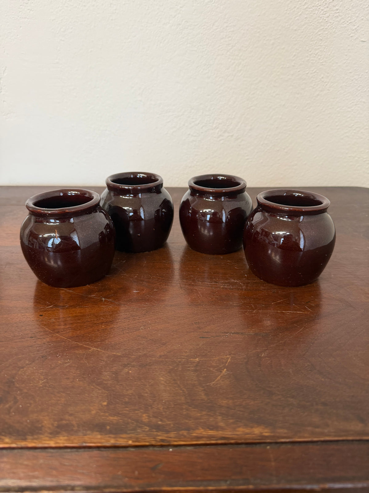Vintage Bean Pot Crocks with Brown Glaze - Sold individually
