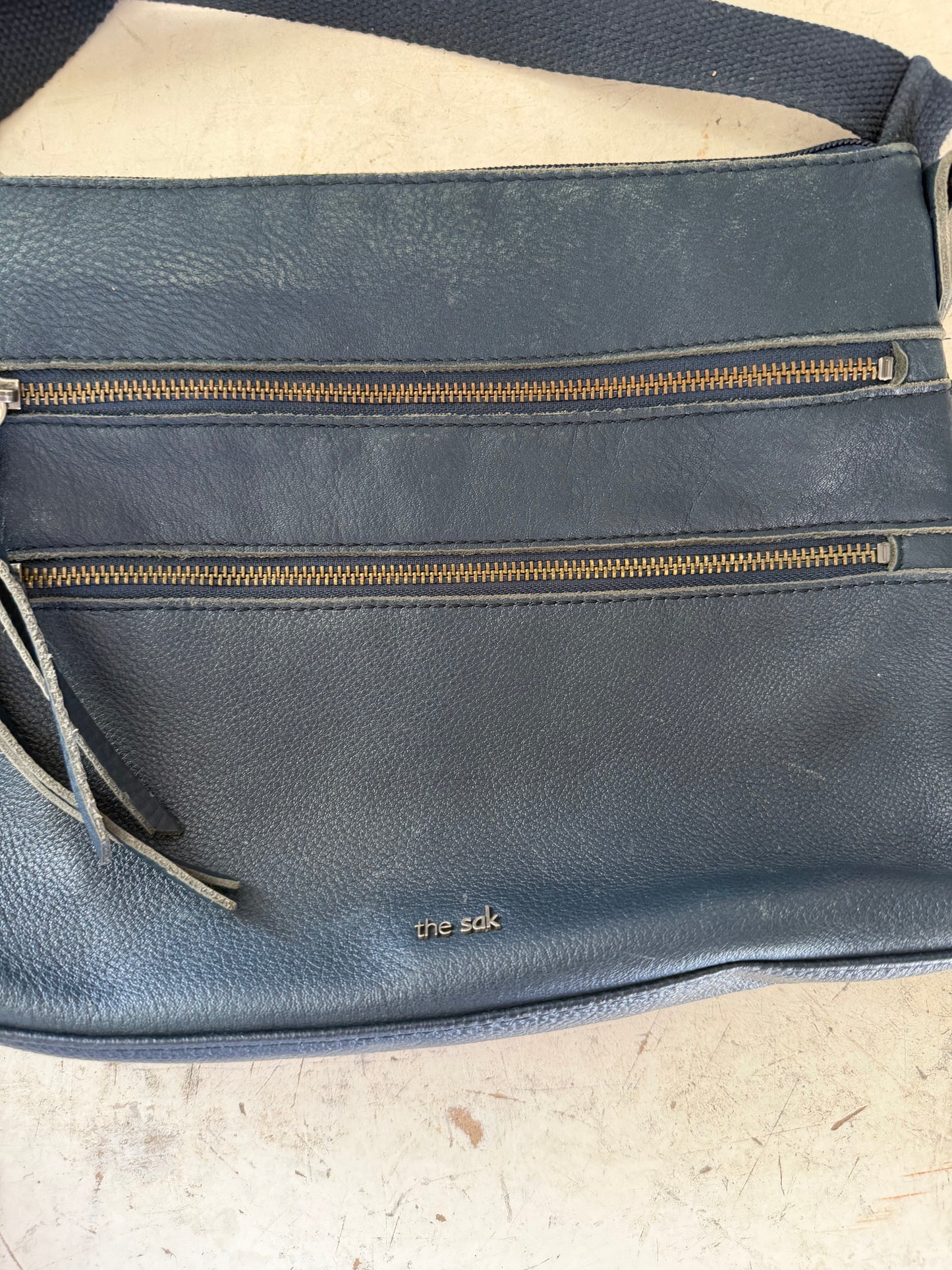 Navy Leather Sak brand purse
