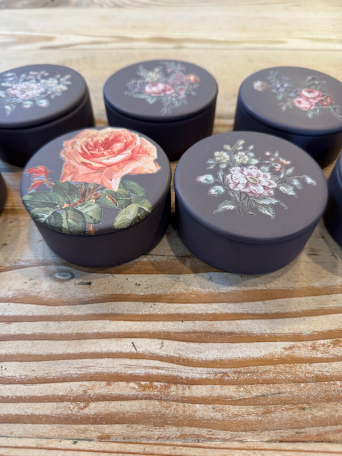 3” ceramic Trinket Dishes with IOD Floral Transfers - Sold Individually