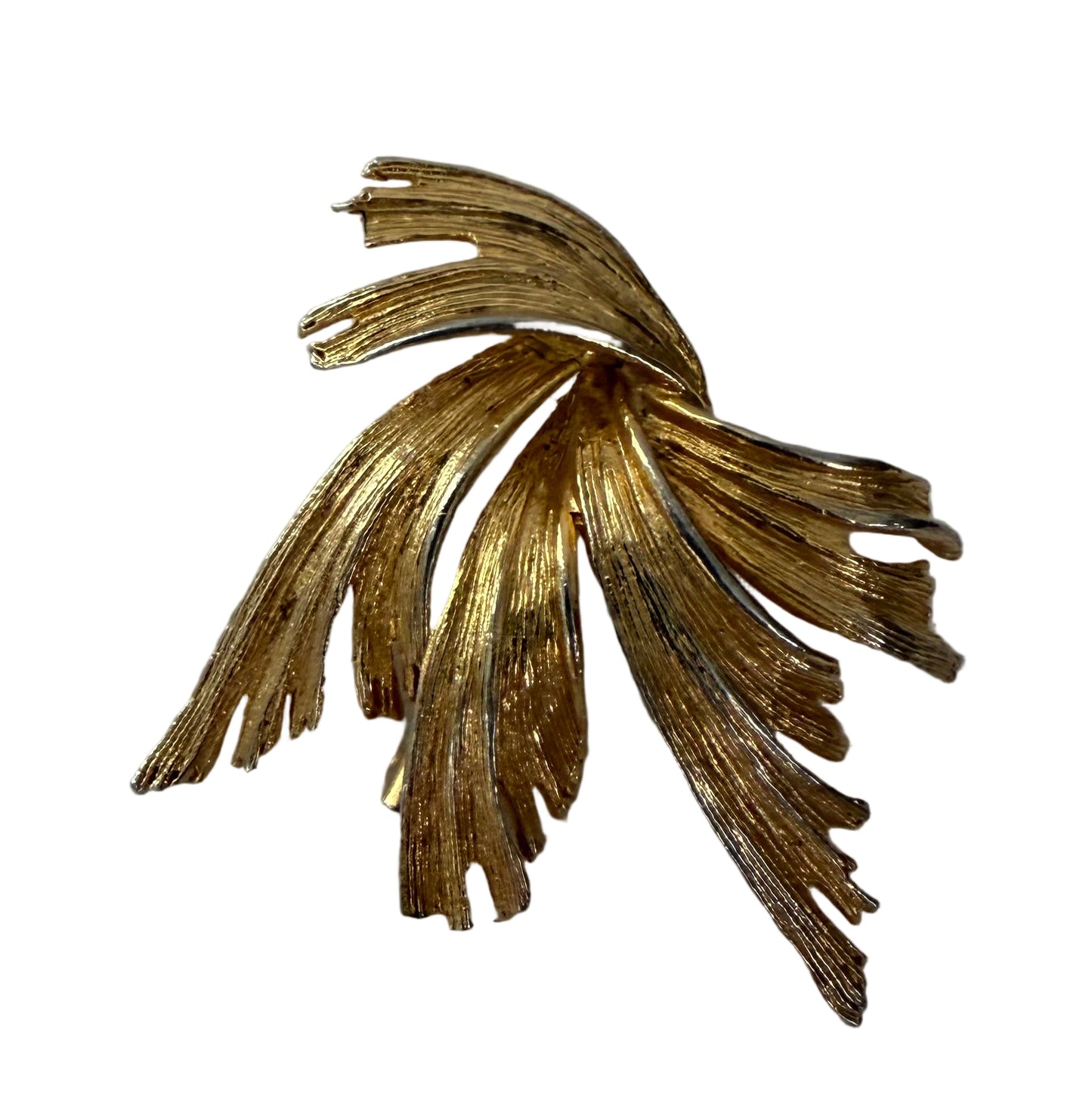 Gold tone, leaf brooch